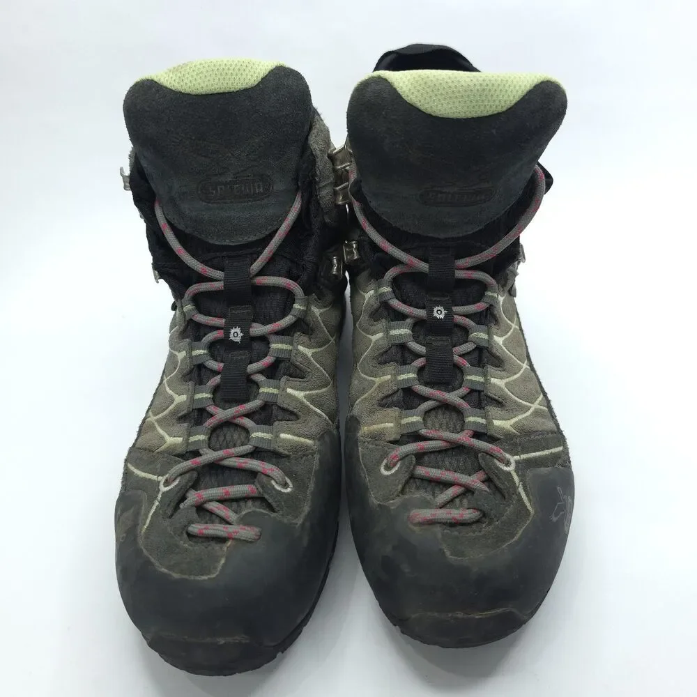 Salewa Boots Womens Sz 9.5 Alp Trainer Mid GTX Slate Gray Mint Hiking Gore-tex